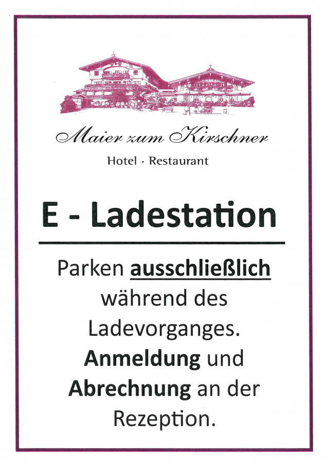 EV-Laden am Hotel Maier zum Kirschner Schild